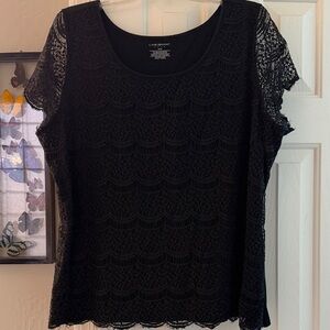 Lane Bryant Black Lace Short Sleeve Top
